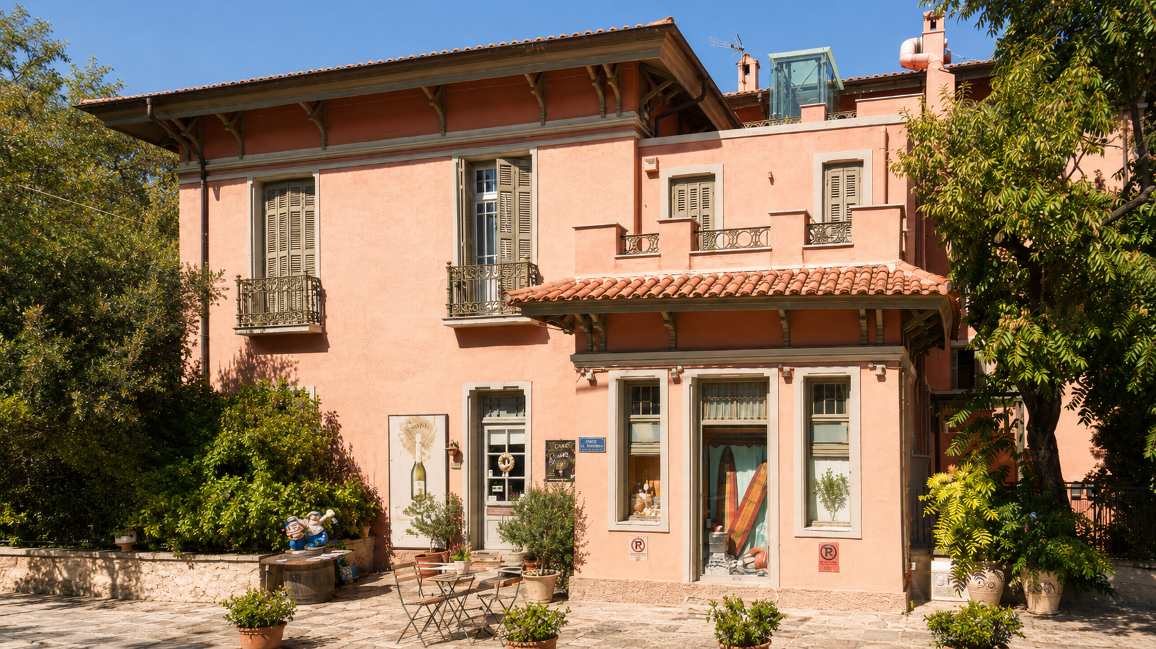 The neoclassical facade of The Monzù House in Kifissia